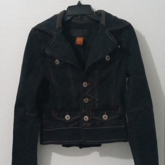 Christopher Blue Jean Jacket Blazer Blk wash Sz M - Picture 6 of 6
